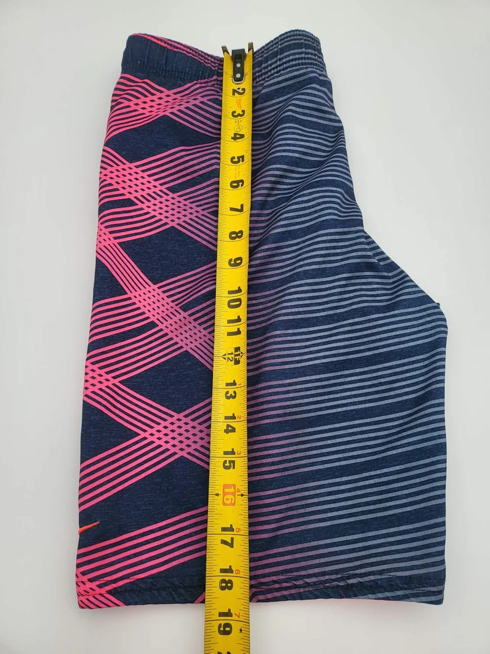 Nike Youth Navy Swim Trunks with Pink & Orange Accents